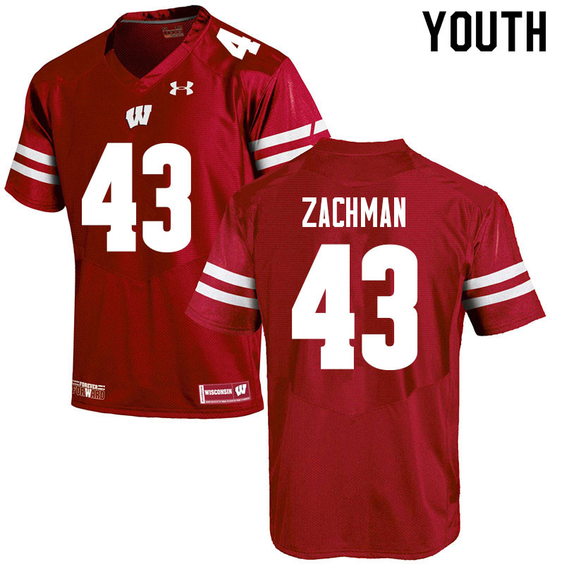 Youth #43 Preston Zachman Wisconsin Badgers College Football Jerseys Sale-Red